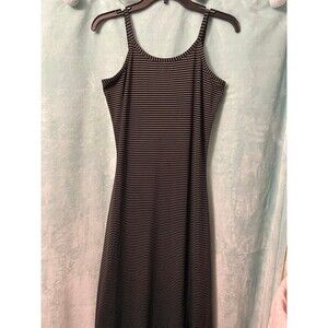 Vintage Kathy Ireland Black and White Striped Maxi Dress M